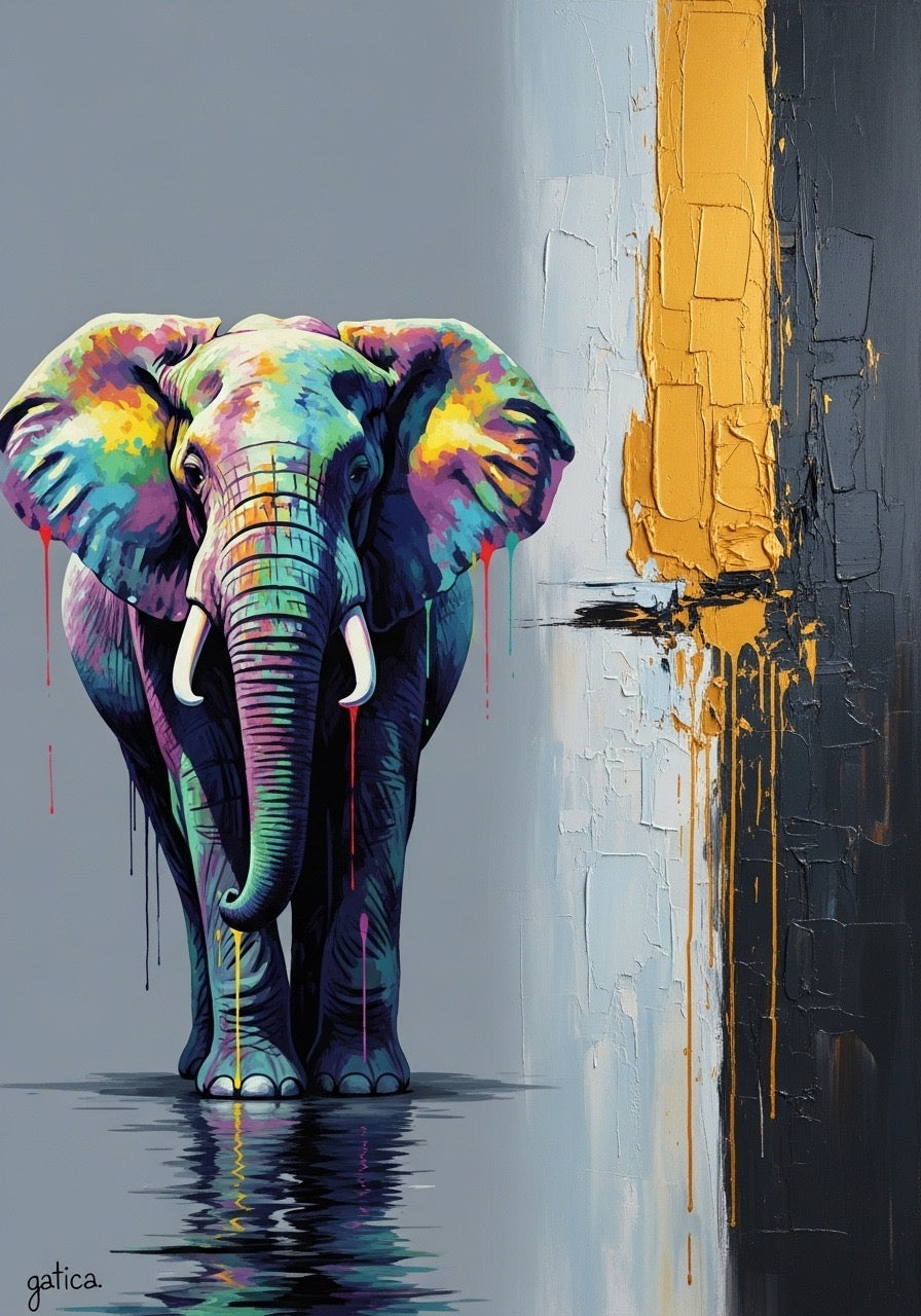 "Elefante: Mosaico de Colores"