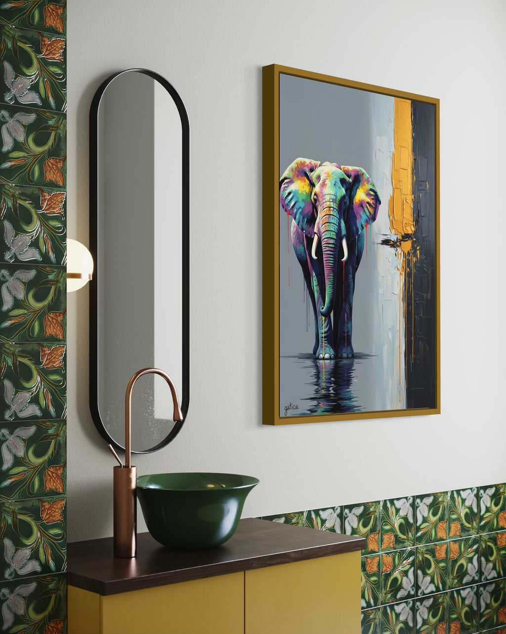 "Elefante: Mosaico de Colores"