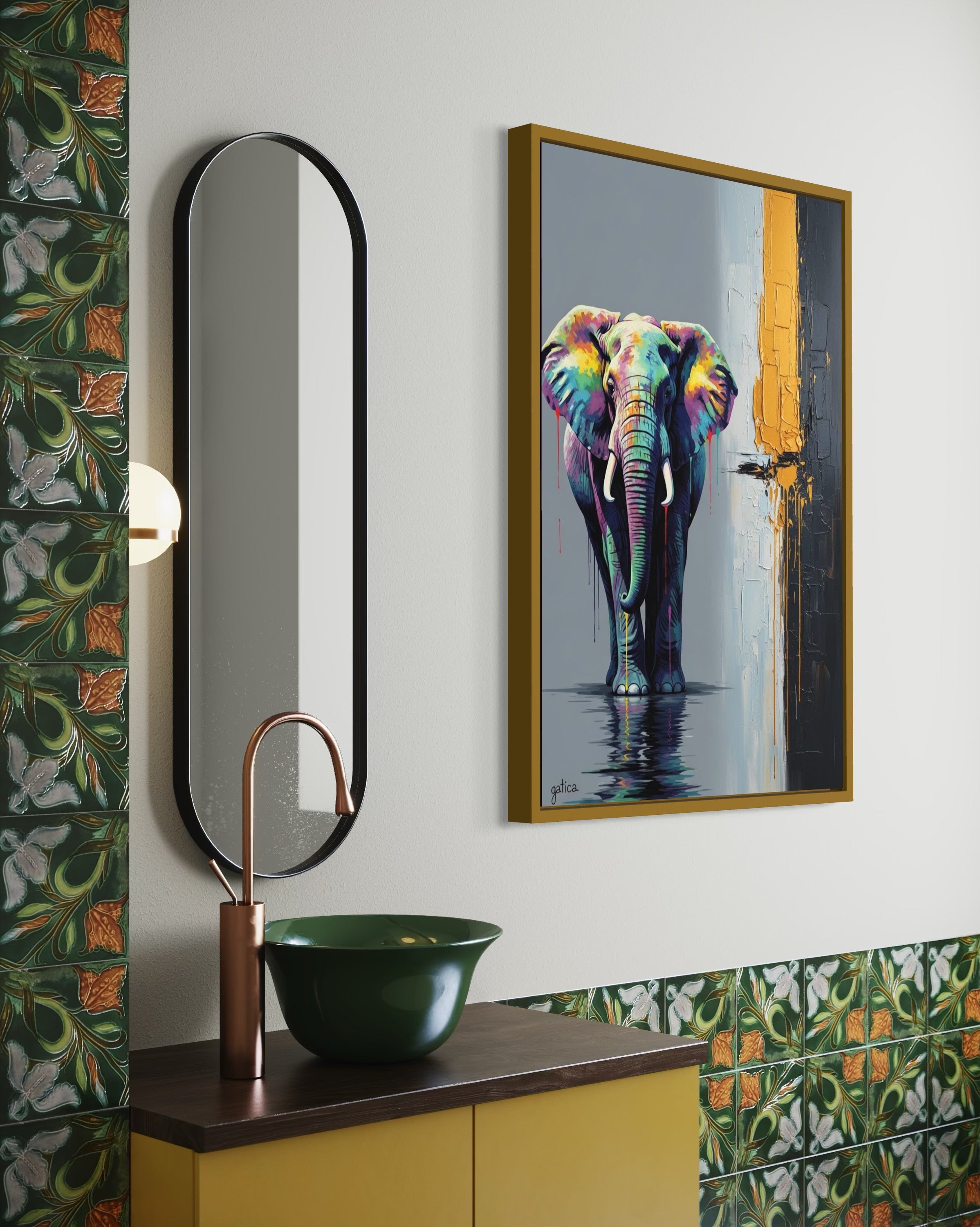 "Elefante: Mosaico de Colores"