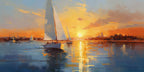 "Veleros al atardecer: la magia dorada en el agua."