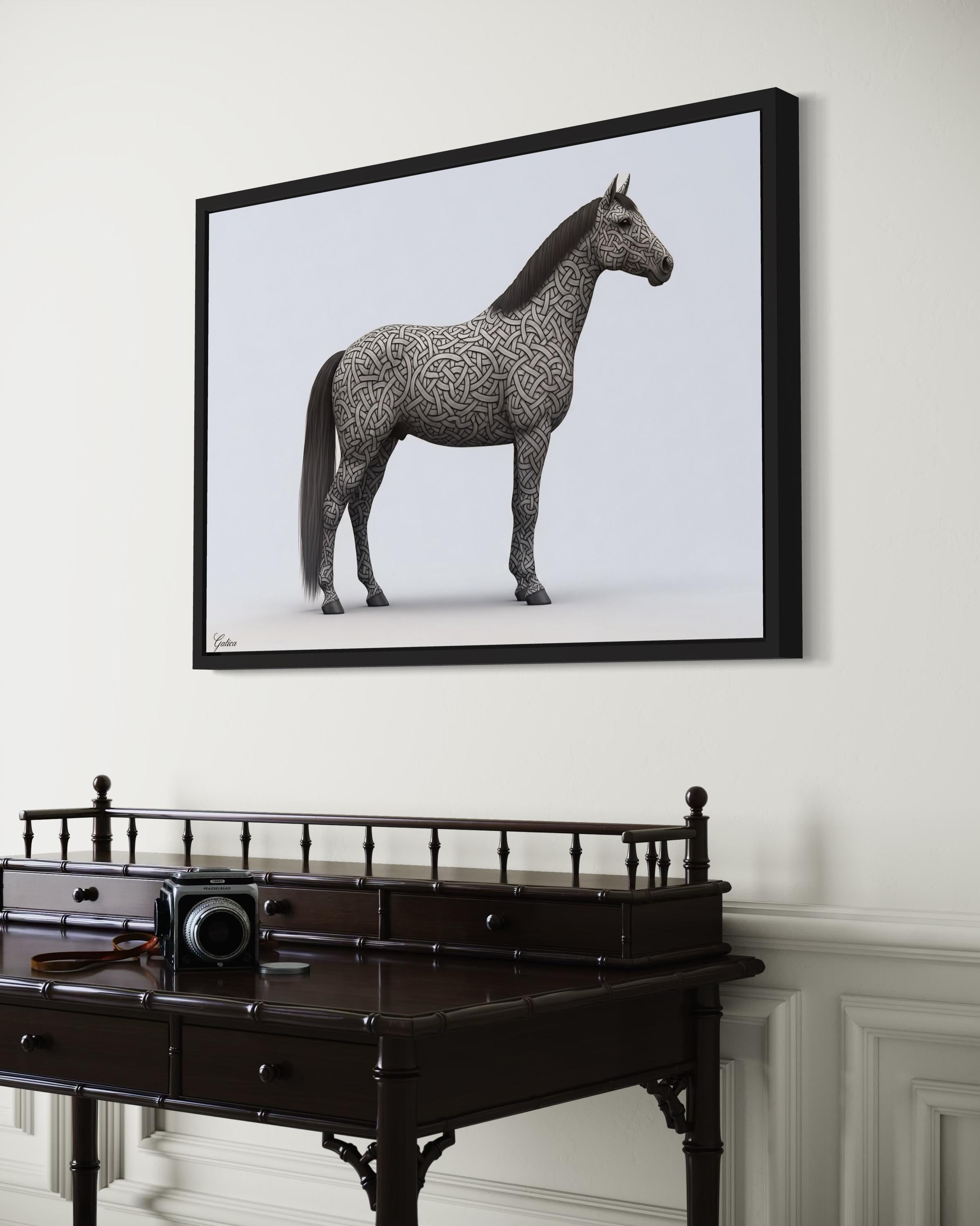 "Majestuosidad Celta: El Caballo con Nudos Infinitos."