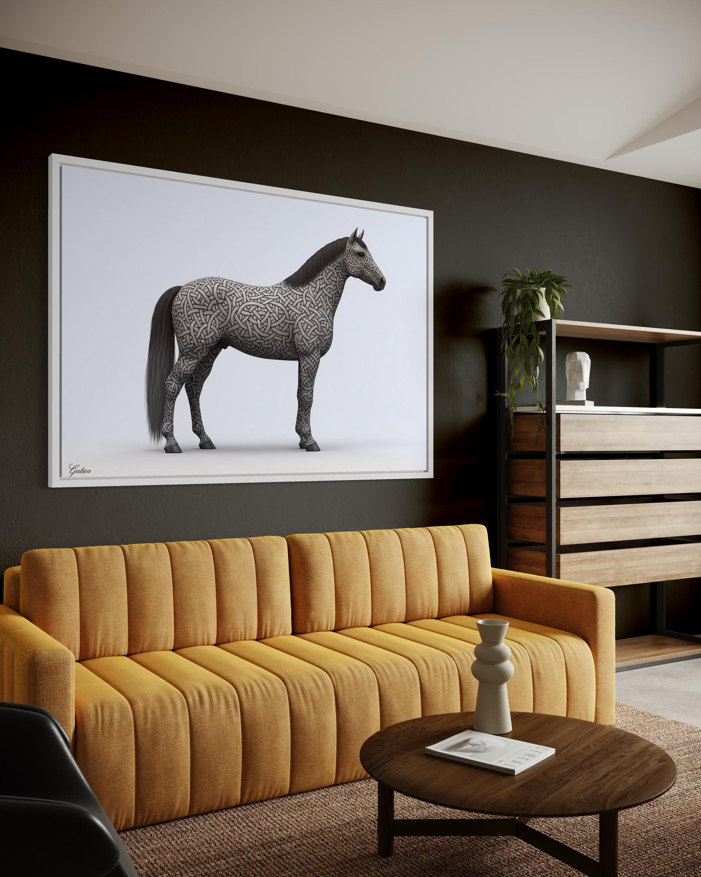 "Majestuosidad Celta: El Caballo con Nudos Infinitos."