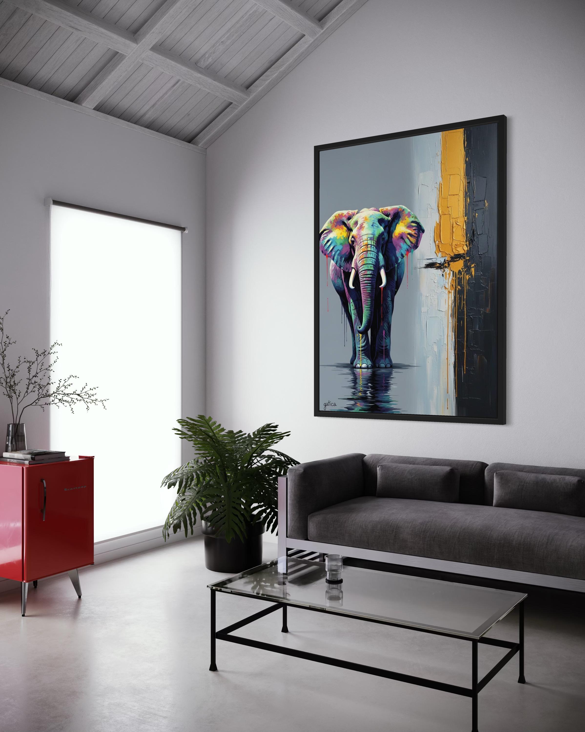 "Elefante: Mosaico de Colores"