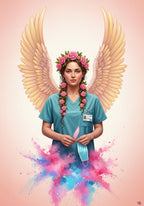 "Ángel de la Salud: Un Homenaje con Alas y Rosas."