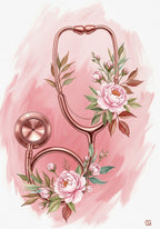 "El Corazón de la Medicina Florece: Estetoscopio y Elegancia."