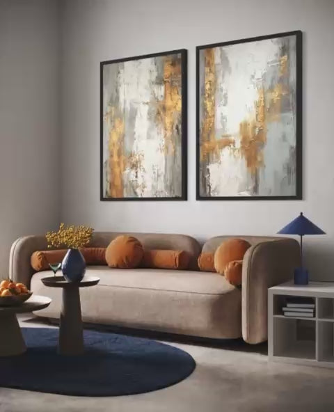 "Oro y Ceniza: Díptico Abstracto"